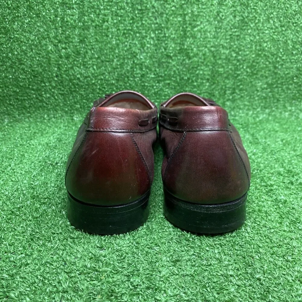 Salvatore Ferragamo Dress Shoes Ox blood Red Leather Italian Tassel Loafers 12 D